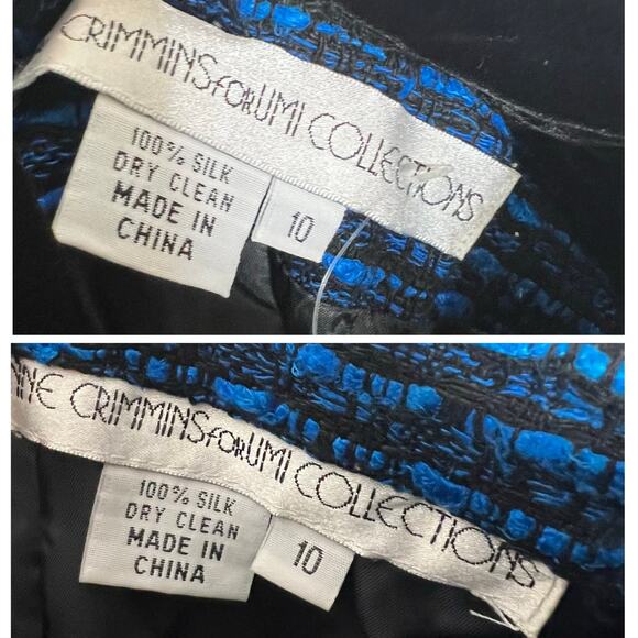 Anne Crimmins for Umi Collections Skirt Suit 10 Blue Silk Tweed Jacket Skirt New - Picture 9 of 10